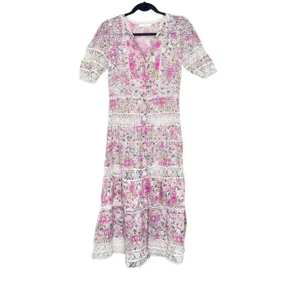 Love Shack Fancy Carmie Victorian Maxi Dress Floral Lace Size 6 - Picture 3 of 10